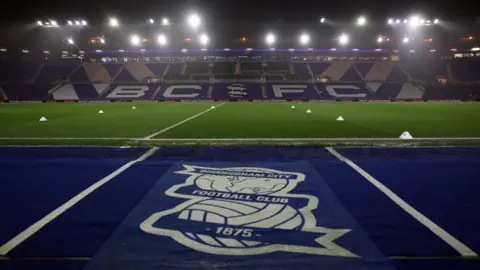 A picture across an empty Birmingham's St Andrew's Stadium before their game against West Brom