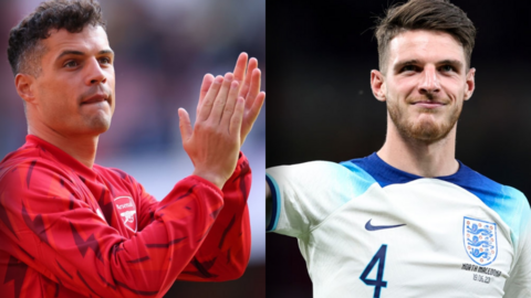 Granit Xhaka and Declan Rice