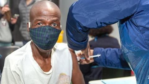 Mobile vaccine centre in Soweto, South Africa