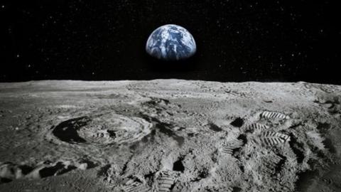 View of the Moon Limb with Earth Rising