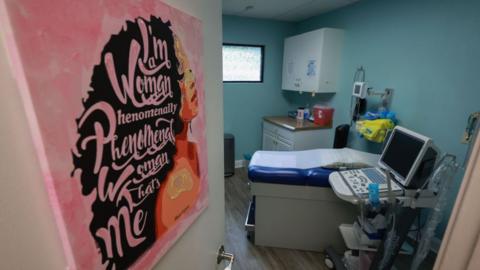 The examination room in a women's health clinic in the US