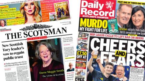 Newspaper front pages from September 28