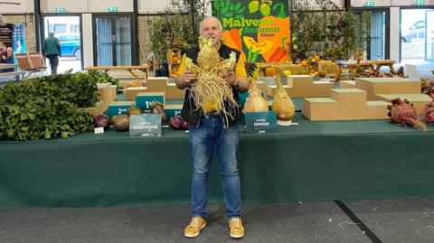 Graham Barratt holds his celeriac 