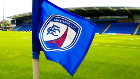 A corner flag at the Technique Stadium, home of Chesterfield FC