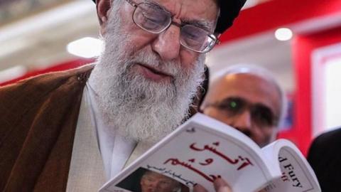 Ayatollah Ali Khamenei reading Fire and Fury