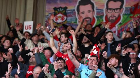 Wrexham supporters at the Racecourse