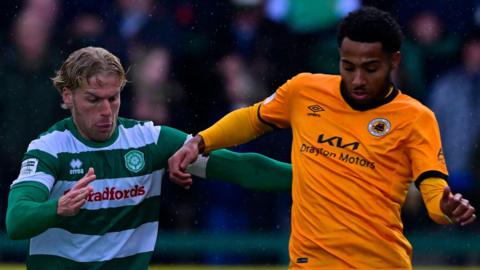 Boston's Marcel Lavinier (right) in action against his former side Yeovil
