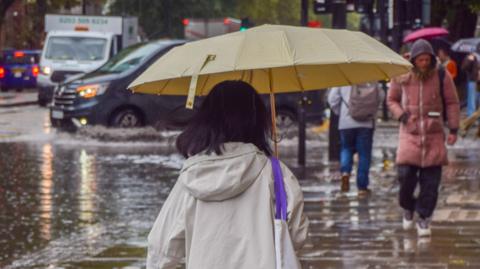 woman with umbrella in London