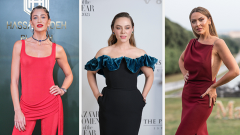 From left to right: actresses Berrak Tuzunatac, Demet Evgar, singer Hadise Acikgoz. File photo