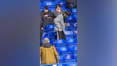 Corey Sanderson dancing at a Rotherham United away game