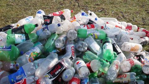 Pile of plastic bottles