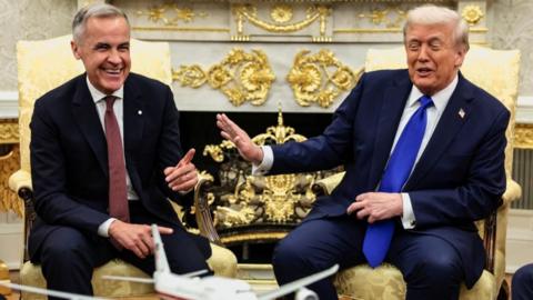 Donald Trump and Mark Carney in the Oval Office on 7 October 2025
