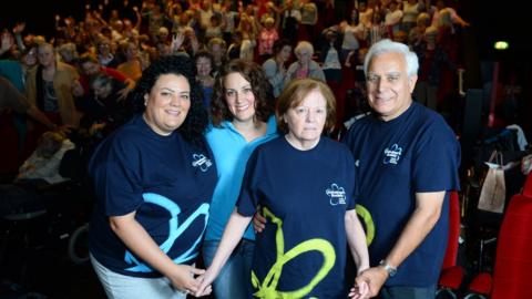 Dementia patient Shirley Lewis at a special screening of Mamma Mia in Cineworld in Newport