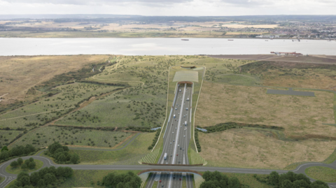 An artists impression of the Lower Thames Crossing.