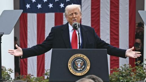 Donald Trump giving a speech