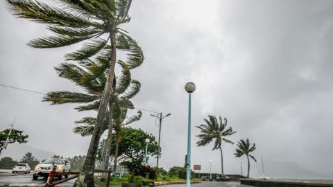 Turbulent weather caused by the Cyclone Belal is seen in Mahebourg, Mauritius, on January 15, 2024