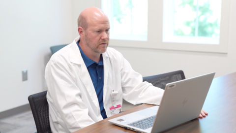 Pediatrician Stuart Simko has a telehealth session