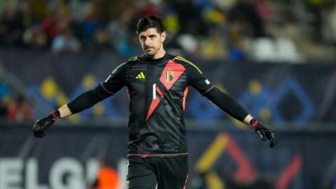 Thibaut Courtois in action for Belgium