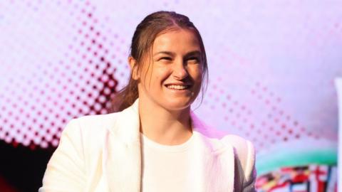 Katie Taylor during a pre-fight press conference held at the Apollo Theatre in New York