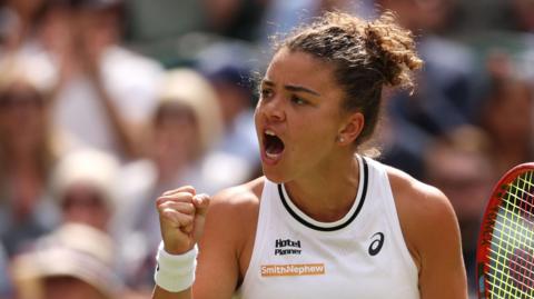 Jasmine Paolini celebrates during her run to the Wimbledon final