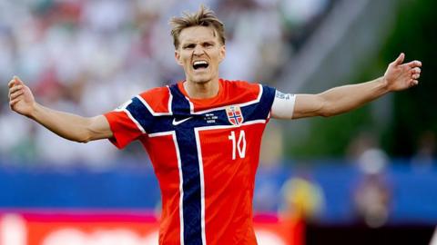 Martin Odegaard playing for Norway