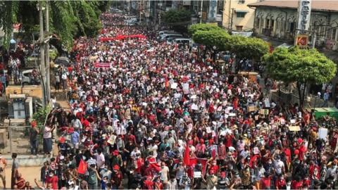 Protests in Yangon