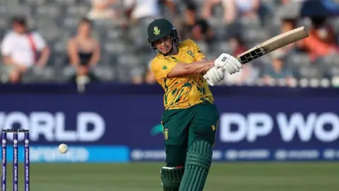 Tazmin Brits of South Africa bats during the ICC Women's T20 World Cup Group A match 
