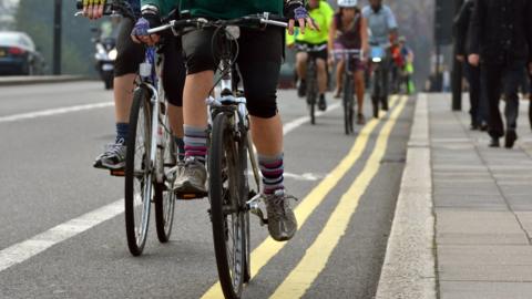 Cyclists on Waterloo Bridge