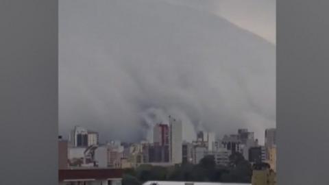 Huge clouds move across the skies of Caxias do Sul, Brazil