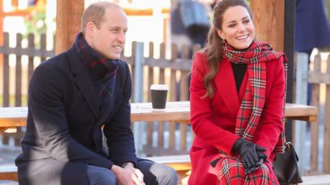 William and Kate talk to people in Cardiff