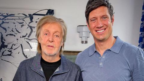 Paul McCartney and Vernon Kay