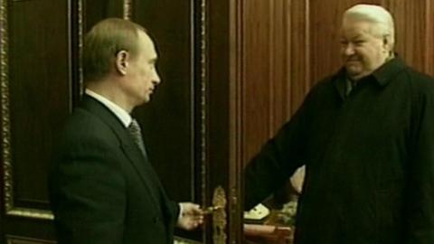 Vladimir Putin and Boris Yeltsin