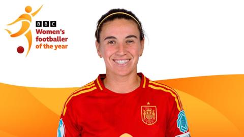 A graphic including the BBC Women's Footballer of the Year logo and a picture of Mariona Caldentey in a Spain shirt