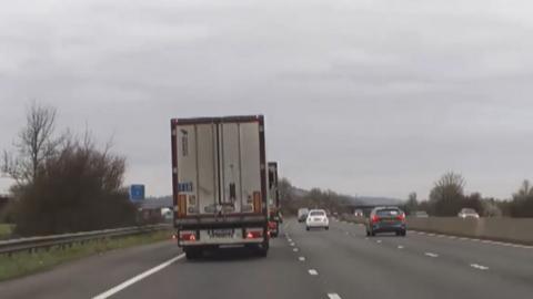 The lorry driving on the M5
