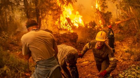 firefighters on evia