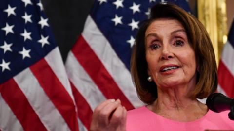 US House Minority leader Nancy Pelosi speaks during a press conference