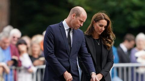 Prince and Princess of Wales meet Sandringham crowd
