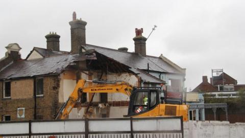 Crown Pub demolished in Hadleigh