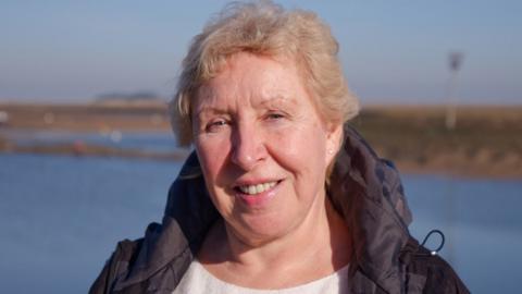 Lynne Burdon by the harbour in Wells