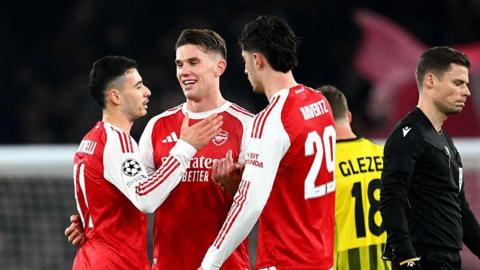 Arsenal celebrate as Kai Havertz scores