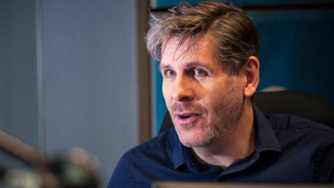 Tony Livesey, pictured in the BBC Radio 5 Live studio