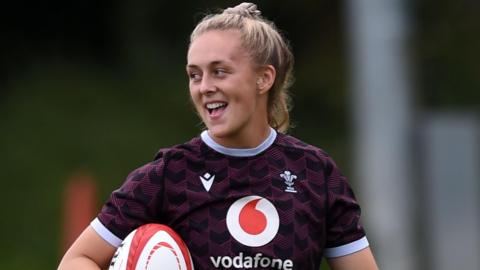 Hannah Jones smiling in Wales training 