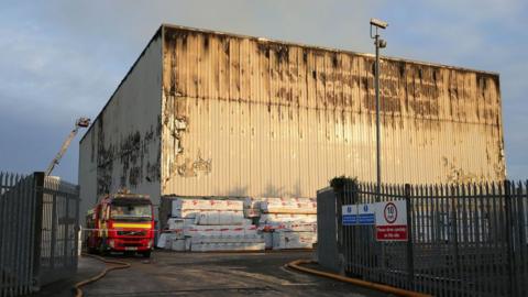 Firefighters tackle Carbane warehouse blaze, Newry, 1 December 2017