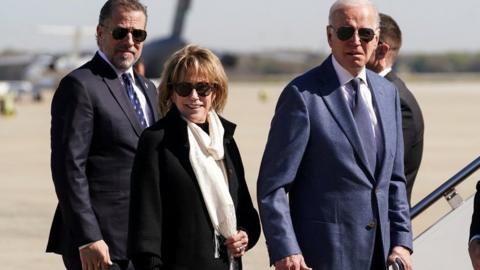 Hunter Biden, Valerie Biden and Joe Biden board Air Force One in Maryland