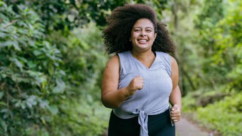 A woman jogging