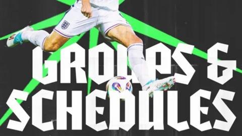 A footballer and the text "Groups & schedules"