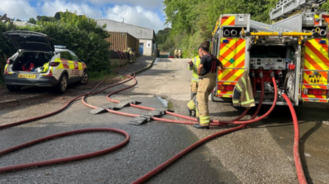 Cornwall Fire and Rescue Service at the scene near Penryn 