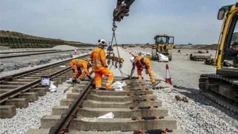 Installation of the railway at the site