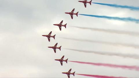Thousands brave summer showers to watch the first Clacton Airshow since 2019.