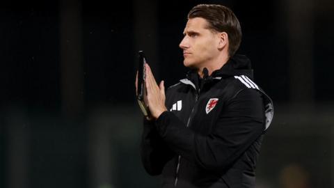 Piet Cremers applauds at the end of Wales' win in Liechtenstein